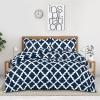 imageUtopia Bedding  Comforter Set with 2 Pillow Shams  3 Pieces Bedding Comforter Sets  Down Alternative Comforter  Soft and Comfortable  Machine Washable Plum QueenQuatrefoil Navy