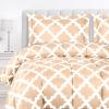 imageUtopia Bedding  Comforter Set with 2 Pillow Shams  3 Pieces Bedding Comforter Sets  Down Alternative Comforter  Soft and Comfortable  Machine Washable Plum QueenQuatrefoil Beige