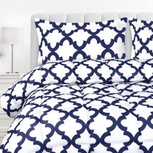 imageUtopia Bedding  Comforter Set with 2 Pillow Shams  3 Pieces Bedding Comforter Sets  Down Alternative Comforter  Soft and Comfortable  Machine Washable Plum QueenWhite Navy