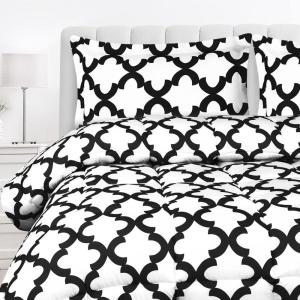 imageUtopia Bedding  Comforter Set with 2 Pillow Shams  3 Pieces Bedding Comforter Sets  Down Alternative Comforter  Soft and Comfortable  Machine Washable Plum QueenWhite Black