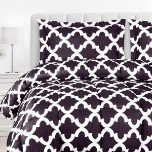 imageUtopia Bedding  Comforter Set with 2 Pillow Shams  3 Pieces Bedding Comforter Sets  Down Alternative Comforter  Soft and Comfortable  Machine Washable Plum QueenQuatrefoil Plum