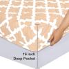 imageUtopia Bedding Quilted Fitted Mattress Pad Queen Size Elastic Fitted Mattress Topper Protector and Cover Stretches up to 16 Inches Deep Machine Washable Quatrefoil BeigeQuatrefoil Beige