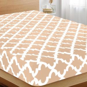 imageUtopia Bedding Quilted Fitted Mattress Pad Queen Size Elastic Fitted Mattress Topper Protector and Cover Stretches up to 16 Inches Deep Machine Washable Quatrefoil BeigeQuatrefoil Beige