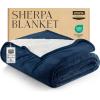 imageUtopia Bedding Sherpa Blanket California King Size Navy 102x96 Inches  Soft Plush Fleece Reversible Blanket for Bed Sofa Couch Camping and Travel