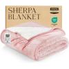 imageUtopia Bedding Sherpa Blanket California King Size Pink 102x96 Inches  Soft Plush Fleece Reversible Blanket for Bed Sofa Couch Camping and Travel