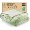 imageUtopia Bedding Sherpa Blanket California King Size Sage Green 102x96 Inches  Soft Plush Fleece Reversible Blanket for Bed Sofa Couch Camping and Travel