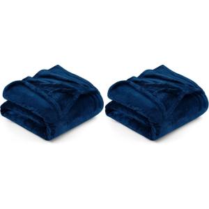 imageUtopia Bedding Fleece Blanket Queen Size Navy 300GSM Luxury Bed Blanket AntiStatic Fuzzy Soft Blanket Microfiber 90x90 Inches Pack of 2