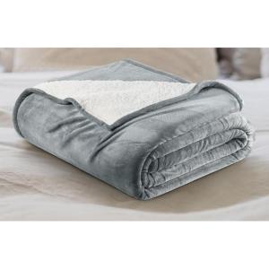 imageUtopia Bedding Sherpa Blanket California King Size Cool Grey 102x96 Inches  Soft Plush Fleece Reversible Blanket for Bed Sofa Couch Camping and Travel