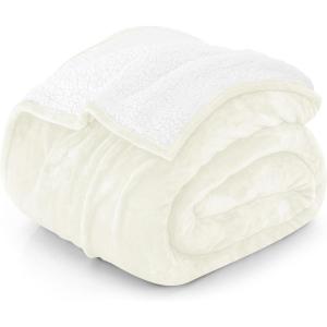 imageUtopia Bedding Sherpa Blanket California King Size Ivory 102x96 Inches  Soft Plush Fleece Reversible Blanket for Bed Sofa Couch Camping and Travel