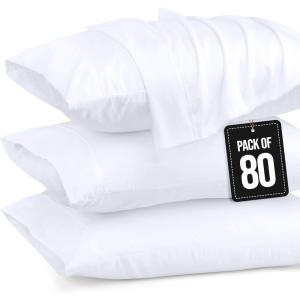 imageUtopia Bedding Standard Pillow Cases  80 Pack  Envelope Closure  Soft Brushed Microfiber Fabric  Pillow Covers 20 X 26 Inches Standard White