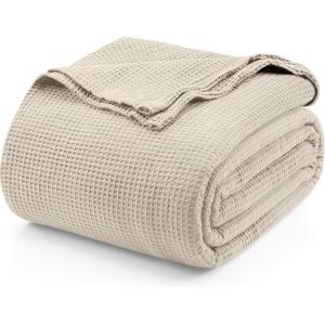 imageUtopia Bedding Queen Waffle Blanket Soft Lightweight Breathable Cotton Blend Bed Blanket for All Seasons Luxury Throws for Bed Couch and Sofa KhakiKhaki