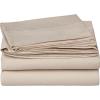 imageCotton Sateen Twin BedSheetSet Beige  3 Piece Bedding Set Flat Sheet Fitted Sheet and a Pillow Case  by Utopia Bedding Twin Beige