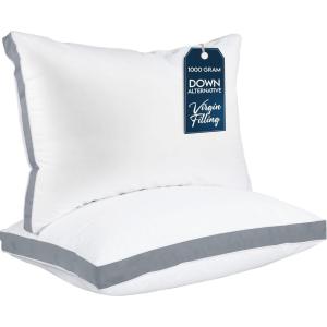 imageUtopia Bedding Gusseted Pillow 2Pack Premium Quality Bed Pillows  Side Back Sleepers  Grey Gusset  Queen  18 x 26 Inches