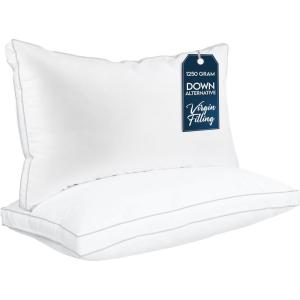 imageUtopia Bedding Cotton Gusseted Pillow 2Pack  Luxury Side Sleeper Pillows for Sleeping  Bed Pillows King 18 x 36 inches  WhiteWhite