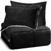 imageUtopia Bedding Micromink Sherpa Fleece Queen Comforter Set with 2 Pillow Shams Plush and Warm Bedding Comforter Sets Down Alternative Comforter Ultra Soft and Cozy Comforter Set Queen BlackBlack