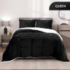 imageUtopia Bedding Micromink Sherpa Fleece Queen Comforter Set with 2 Pillow Shams Plush and Warm Bedding Comforter Sets Down Alternative Comforter Ultra Soft and Cozy Comforter Set Queen BlackBlack