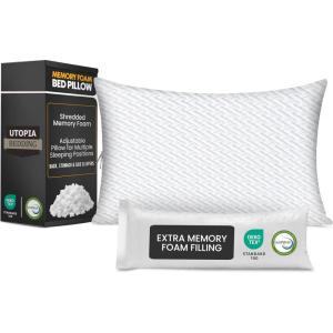 imageUtopia Bedding Adjustable Memory Foam Pillow with Extra Filling Premium Jacquard Cover Queen 1 PackQueen