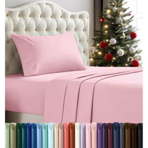 imageUtopia Bedding Twin Sheet Set  3 Piece Bed Sheets for Twin Size Bed Soft and Breathable Microfiber Includes 1 Fitted Sheet 1 Flat Sheet and 1 Pillowcase GreyCrystal Pink