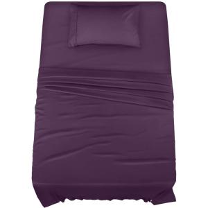 imageUtopia Bedding Twin Sheet Set  3 Piece Bed Sheets for Twin Size Bed Soft and Breathable Microfiber Includes 1 Fitted Sheet 1 Flat Sheet and 1 Pillowcase GreyDark Purple