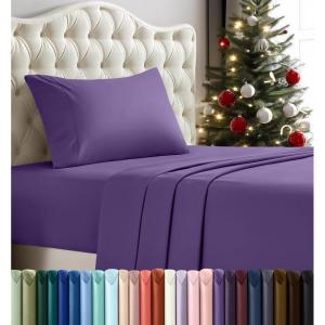 imageUtopia Bedding Twin Sheet Set  3 Piece Bed Sheets for Twin Size Bed Soft and Breathable Microfiber Includes 1 Fitted Sheet 1 Flat Sheet and 1 Pillowcase GreyEgg Plant