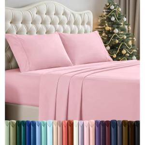imageUtopia Bedding Twin Sheet Set  3 Piece Bed Sheets for Twin Size Bed Soft and Breathable Microfiber Includes 1 Fitted Sheet 1 Flat Sheet and 1 Pillowcase GreyPink
