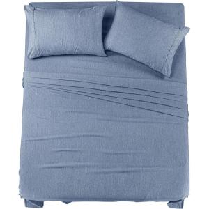 imageUtopia Bedding Twin Sheet Set  3 Piece Bed Sheets for Twin Size Bed Soft and Breathable Microfiber Includes 1 Fitted Sheet 1 Flat Sheet and 1 Pillowcase GreyHeather Navy