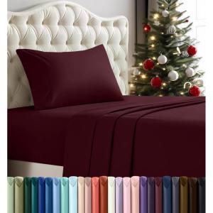 imageUtopia Bedding Twin Sheet Set  3 Piece Bed Sheets for Twin Size Bed Soft and Breathable Microfiber Includes 1 Fitted Sheet 1 Flat Sheet and 1 Pillowcase GreyBurgundy