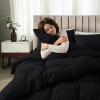 image:imageUtopia Bedding 4 Piece Bedding Set  1 Fitted Sheet 54x75 1 Duvet Cover Full Size 2 Pillow Case 20x30  All Season Luxury Bed in a Bag with Zippered Black Queen Duvet Cover  No ComforterBlack