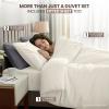 image:imageUtopia Bedding 4 Piece Bedding Set  1 Fitted Sheet 54x75 1 Duvet Cover Full Size 2 Pillow Case 20x30  All Season Luxury Bed in a Bag with Zippered Black Queen Duvet Cover  No ComforterIvory