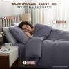 image:imageUtopia Bedding 4 Piece Bedding Set  1 Fitted Sheet 54x75 1 Duvet Cover Full Size 2 Pillow Case 20x30  All Season Luxury Bed in a Bag with Zippered Black Queen Duvet Cover  No ComforterGrey