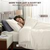image:imageUtopia Bedding 4 Piece Bedding Set  1 Fitted Sheet 54x75 1 Duvet Cover Full Size 2 Pillow Case 20x30  All Season Luxury Bed in a Bag with Zippered Black Queen Duvet Cover  No ComforterIvory