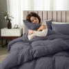 image:imageUtopia Bedding 4 Piece Bedding Set  1 Fitted Sheet 54x75 1 Duvet Cover Full Size 2 Pillow Case 20x30  All Season Luxury Bed in a Bag with Zippered Black Queen Duvet Cover  No ComforterGrey