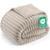image:imageUtopia Bedding Off White Striped Fleece Blanket Throw Size  Fluffy Warm amp Lightweight Ribbed Throw for Bed Sofa amp Chair  Soft Cozy Blanket for Home Dcor amp Gifting 50x60 InchesLinen