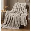 image:imageUtopia Bedding Off White Striped Fleece Blanket Throw Size  Fluffy Warm amp Lightweight Ribbed Throw for Bed Sofa amp Chair  Soft Cozy Blanket for Home Dcor amp Gifting 50x60 InchesLinen