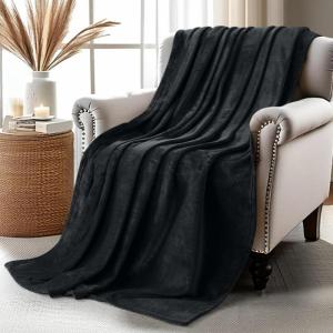 image:imageUtopia Bedding Black Fleece Blanket Throw Size Lightweight Fuzzy Soft AntiStatic Microfiber Bed Blanket 60x50 InchSolid  Black