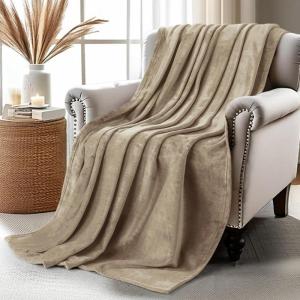 image:imageUtopia Bedding Black Fleece Blanket Throw Size Lightweight Fuzzy Soft AntiStatic Microfiber Bed Blanket 60x50 InchSolid  Camel