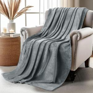 image:imageUtopia Bedding Black Fleece Blanket Throw Size Lightweight Fuzzy Soft AntiStatic Microfiber Bed Blanket 60x50 InchSolid  Cool Grey