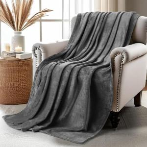 image:imageUtopia Bedding Black Fleece Blanket Throw Size Lightweight Fuzzy Soft AntiStatic Microfiber Bed Blanket 60x50 InchSolid  Grey