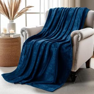 image:imageUtopia Bedding Black Fleece Blanket Throw Size Lightweight Fuzzy Soft AntiStatic Microfiber Bed Blanket 60x50 InchSolid  Navy