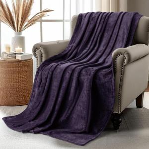 image:imageUtopia Bedding Black Fleece Blanket Throw Size Lightweight Fuzzy Soft AntiStatic Microfiber Bed Blanket 60x50 InchSolid  Purple