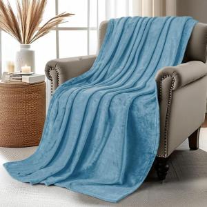 image:imageUtopia Bedding Black Fleece Blanket Throw Size Lightweight Fuzzy Soft AntiStatic Microfiber Bed Blanket 60x50 InchSolid  Washed Blue