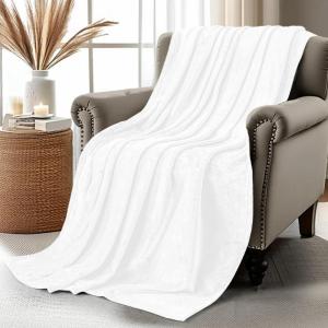 image:imageUtopia Bedding Black Fleece Blanket Throw Size Lightweight Fuzzy Soft AntiStatic Microfiber Bed Blanket 60x50 InchSolid  White