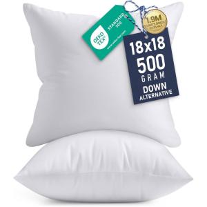 image:imageUtopia Bedding Microfiber Square Pillow Standard 18x18 WHITE 2 Pack