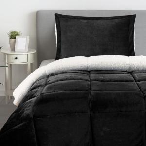image:imageUtopia Bedding Micromink Sherpa Fleece Twin Comforter Set with 1 Pillow Sham Plush and Warm Bedding Comforter Sets Down Alternative Comforter Ultra Soft and Cozy Comforter Set Twin BlackBlack