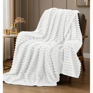 image:imageUtopia Bedding Off White Striped Fleece Blanket Throw Size  Fluffy Warm amp Lightweight Ribbed Throw for Bed Sofa amp Chair  Soft Cozy Blanket for Home Dcor amp Gifting 50x60 InchesOff White