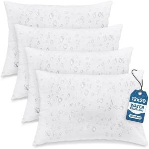 image:imageUtopia Bedding Outdoor Pillow Inserts 12 x 20 Inches Pack of 4 White Water Resistant Garden Throw Pillows for Patio and Porch Furniture