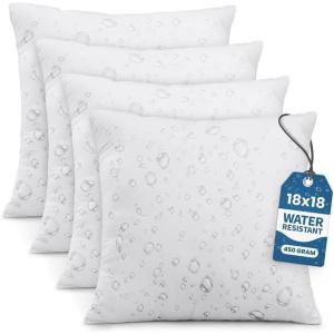 image:imageUtopia Bedding Outdoor Pillow Inserts 18 x 18 Inches Pack of 4 White Water Resistant Garden Throw Pillows for Patio and Porch Furniture