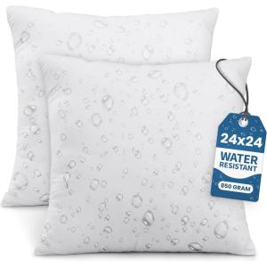 image:imageUtopia Bedding Outdoor Pillow Inserts 24 x 24 Inches Pack of 2 White Water Resistant Garden Throw Pillows for Patio and Porch Furniture