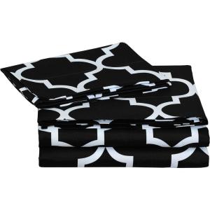 image:imageUtopia Bedding Printed Bed Sheet Set Queen  Brushed Velvety Microfiber  Luxurious Comfortable Breathable Soft and Extremely Durable  Wrinkle Fade and Stain Resistant  Hotel Quality By Black