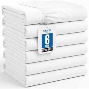 image:imageUtopia Bedding Twin Fitted Sheets  Bulk Pack of 6 Bottom Sheets  Soft Brushed Microfiber  Deep Pockets  Shrinkage amp Fade Resistant  Easy Care WhiteWhite
